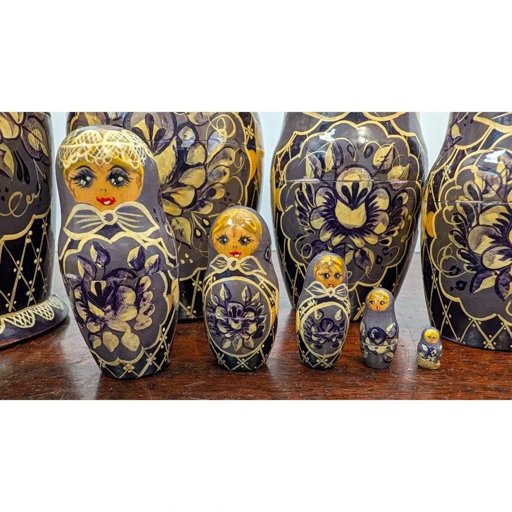 1993 Russian Sergiev Posad Matryoshka Nesting Dolls Set of 10 Signed 8